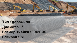 Сетка композитная дорожная d=3 Ячейка: 100х100 1хL
